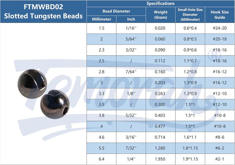 Temorah 35 Colors 2.0-6.4mm Slotted Tungsten Beads for Fly Tying - Image 2